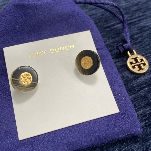 Tory Burch logo stud earrings. - Picture 1 of 3
